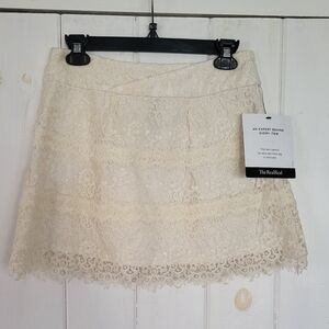 The Kooples Cream Lace Front Fold Mini Skirt Size 6